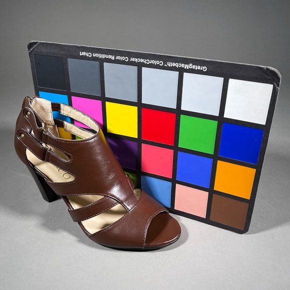 NWT Nine & Co. Brown Heels With Two Straps And Zipper Closure In Back Size 6M - Picture 13 of 13